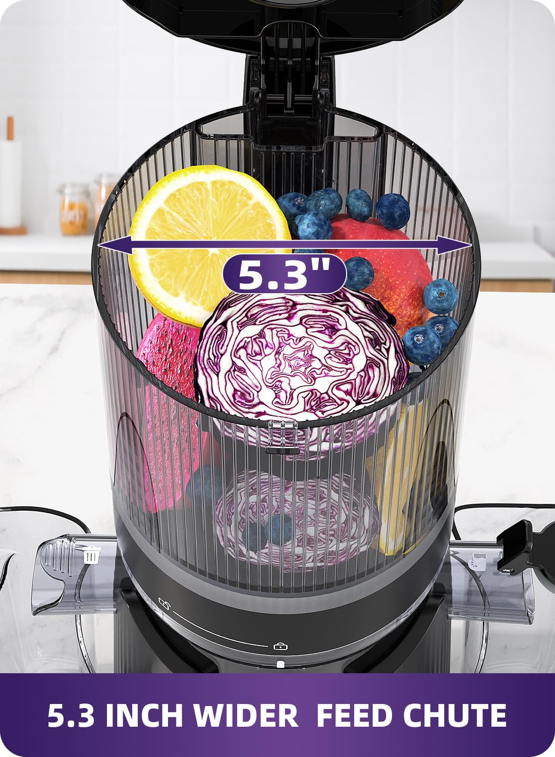 ACOQOOS Slow Masticating Juicer - Cold Press Juicer for Whole Fruits & Vegetables, 5.3