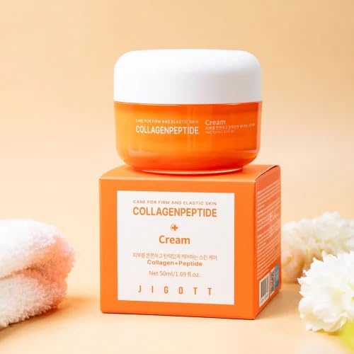 JIGOTT Collagen Peptide Face Cream 50ml - Korean Moisturizing Cream for Firm & Elastic Skin - Anti-Aging & Hydrating Facial Cream - Day & Night Skincare Routine - Made in Korea