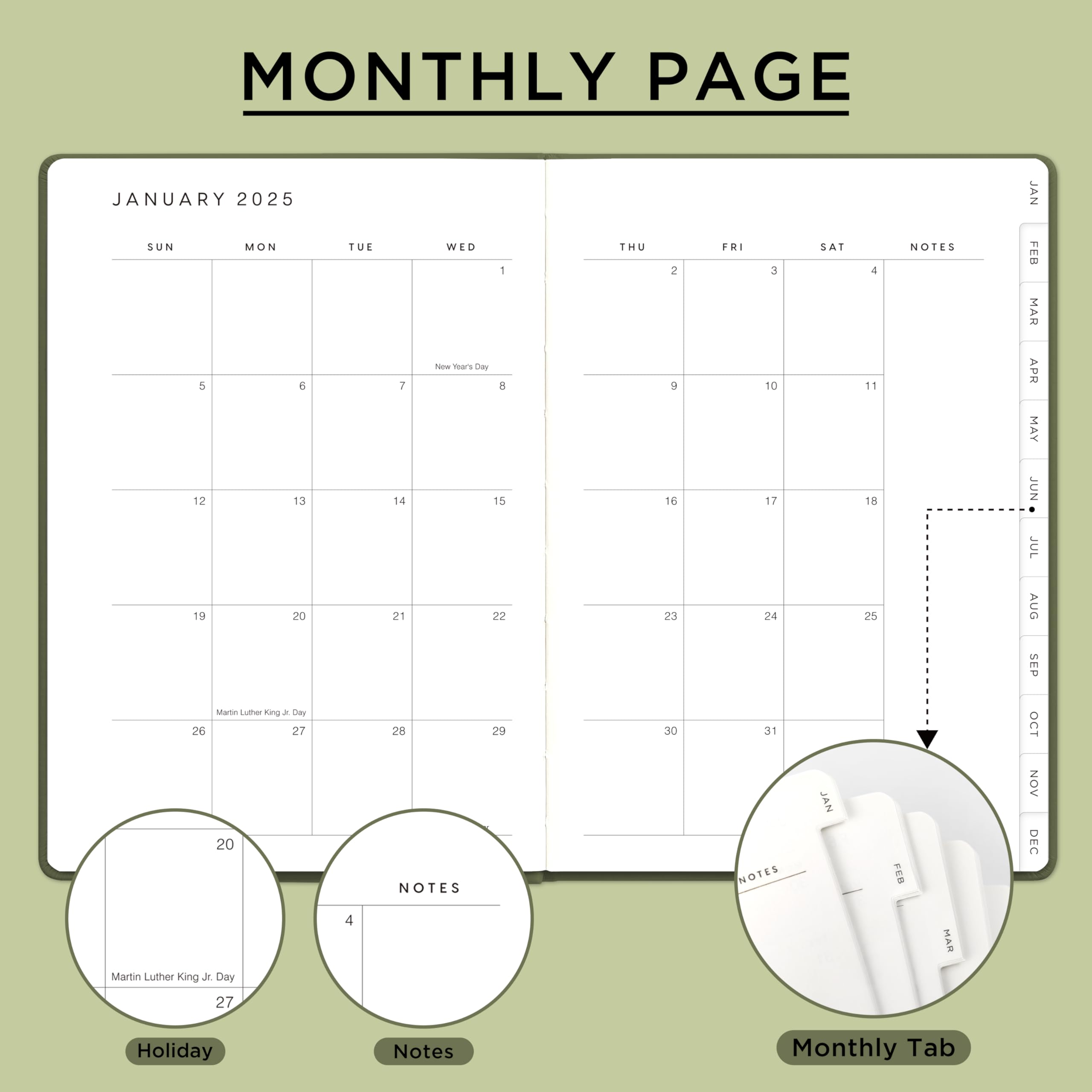2025 Daily Weekly Monthly Planner - A5 Size 5.7