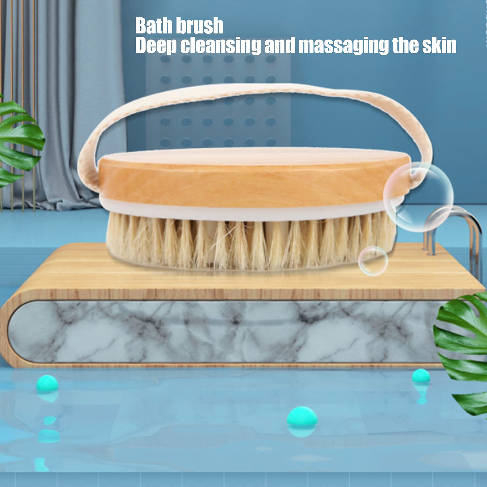 Exfoliating Body Brush for Dead Skin Removal - Round Massage & Shower Brush for Skin Care, Portable Bath Scrubber with Ergonomic Handle - Perfect for Spa, Dry Brushing & Home Skincare Routine