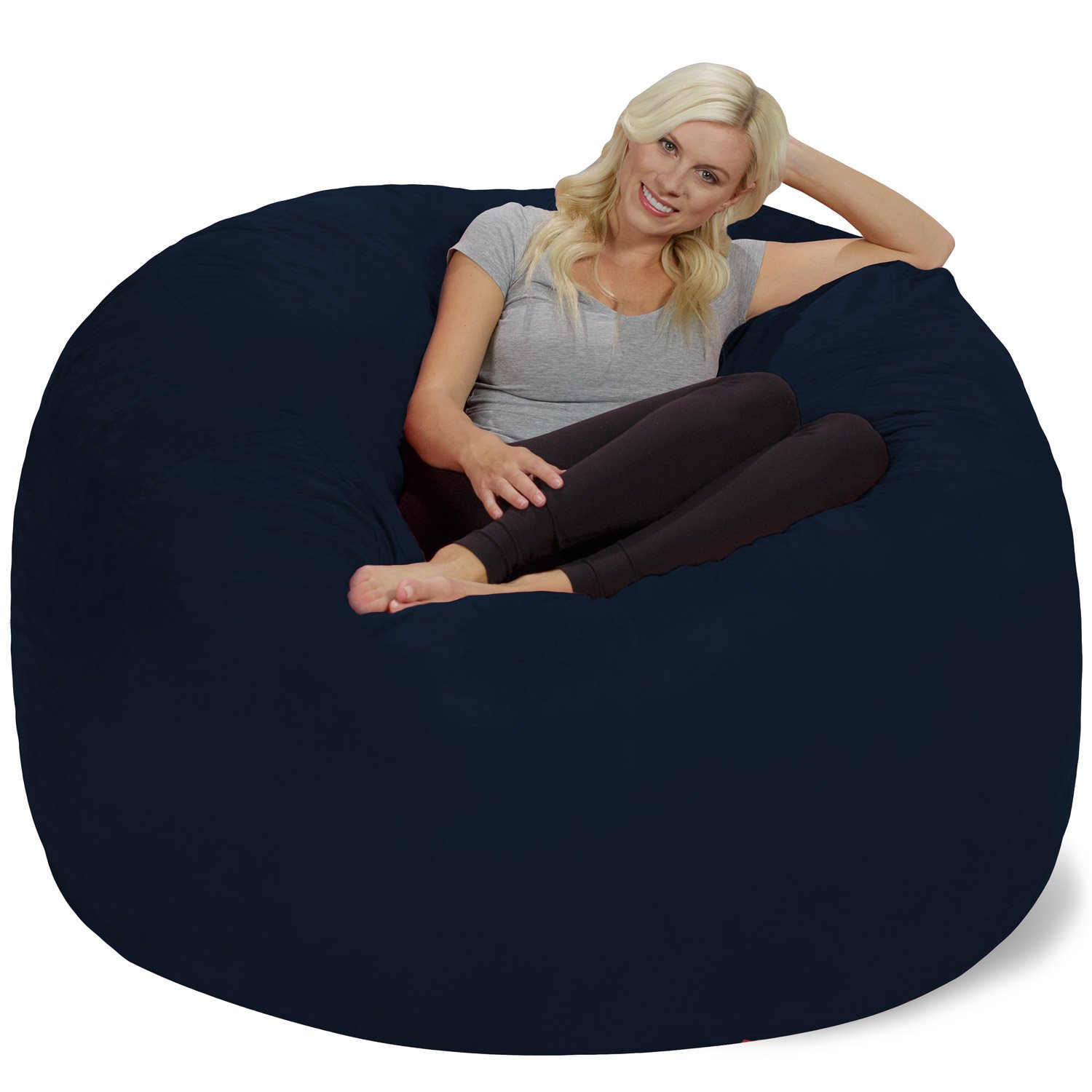 Chill Sack Giant 6' Memory Foam Bean Bag Chair - Oversized Sofa with Soft Microfiber Cover (Navy Blue) for Living Room, Game Room & Dorm Relaxation