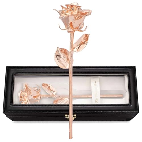 Rose Gold Dipped Rose (With Leather Case)