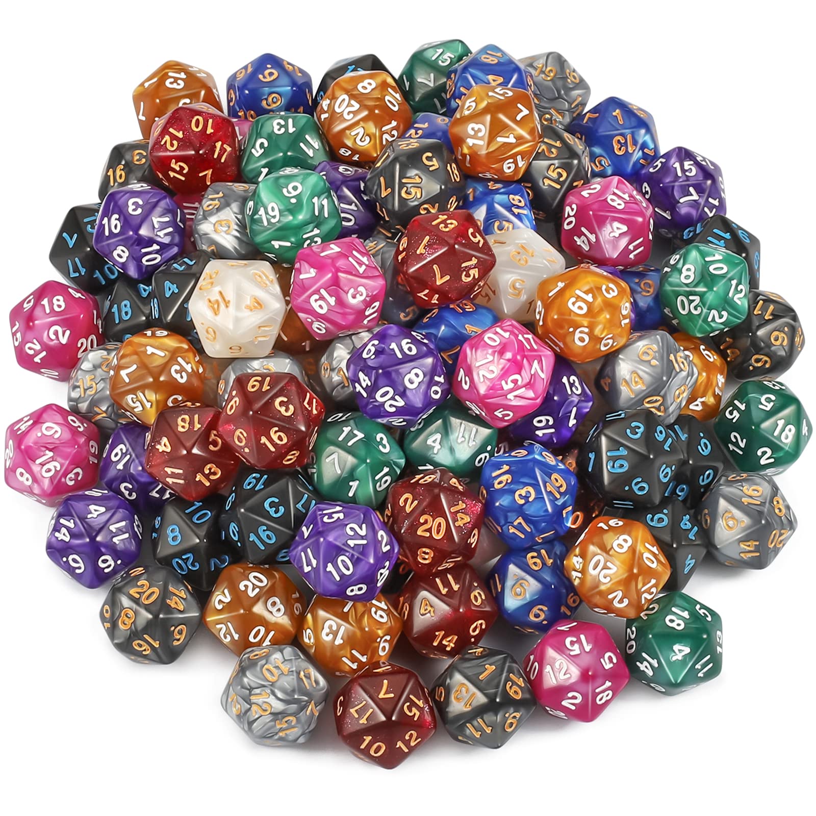 CiaraQ 100-Piece DND Polyhedral Dice Set with Storage Bag - 10 Vibrant Colors (D20, D12, D10, D8, D6, D4) for Dungeons & Dragons, RPG, MTG & Tabletop Games | Perfect for Game Nights, Gifts & Collectors