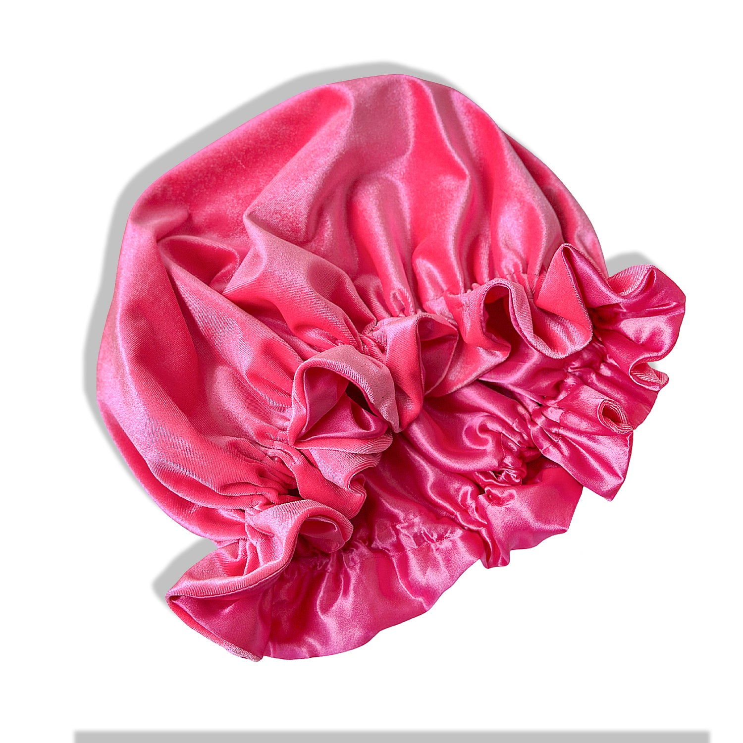 Vanity Cloud Bonnet Fuchsia - Elegant Women's Hair Bonnet for Night & Travel | Soft Satin Sleep Cap for Curly & Natural Hair Protection