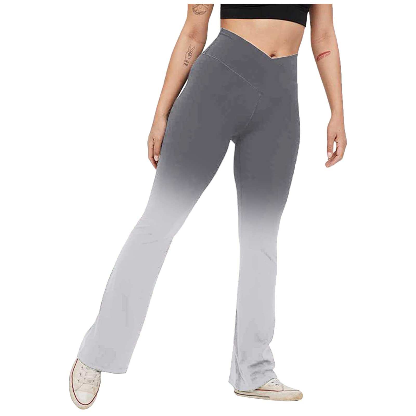 Women's High Waist Yoga Leggings - Gradient Tummy Control Elastic Bootcut Workout Pants with No-See Seams & Stylish Print | Perfect for Yoga, Gym, Running & Everyday Wear