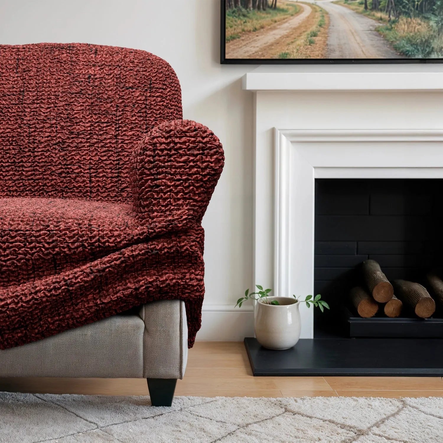 Corner Sofa Slipcover - Microfiber Printed Stretchable Furniture Protector for Living Room, Bedroom | Easy Fit, Washable Sofa Cover for Sectional Couches