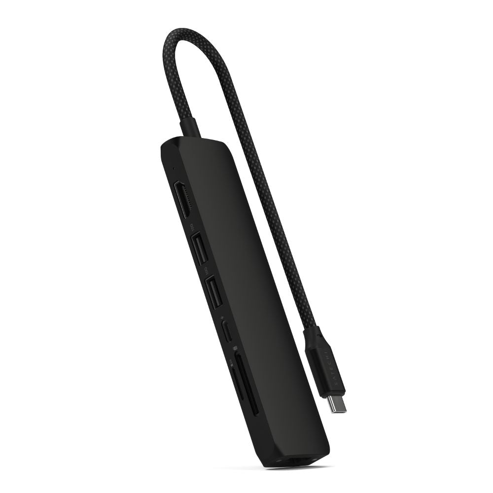 Satechi 7-in-1 USB-C Slim Multiport Adapter with 4K HDMI, USB 3.0, Ethernet & PD Charging - Perfect for MacBook, iPad Pro & Windows Laptops for Home Office & Travel