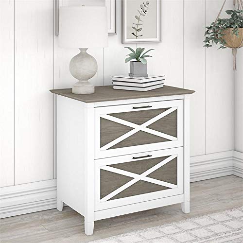 Scranton & Co Key West 2-Drawer White & Gray File Cabinet - Home Office Storage Solution for Documents & Supplies