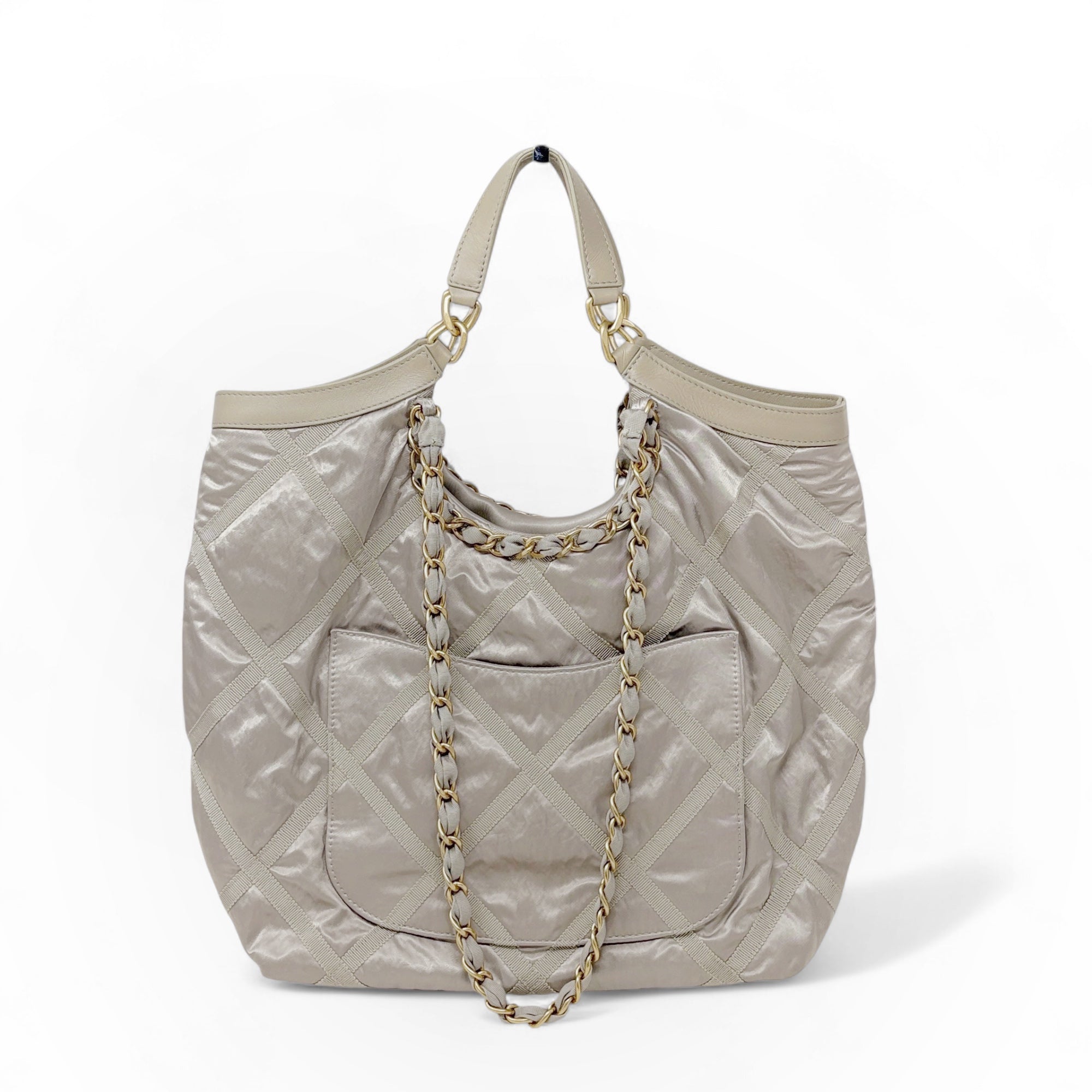 Chanel Silver Maxi Lifestyle Shopping Tote Bag - Luxury Designer Handbag for Women | Perfect for Work, Travel & Everyday Use