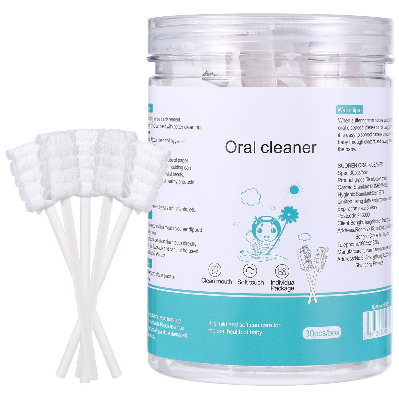EXCEART 30pcs Baby Oral Cleaning Kit - Infant Tongue Cleaner, Toddler Mouth Sponge Swabs, Newborn Tongue Wipes & White Gauze Set for Gentle Oral Care - Perfect for Daily Baby Hygiene and Gum Health