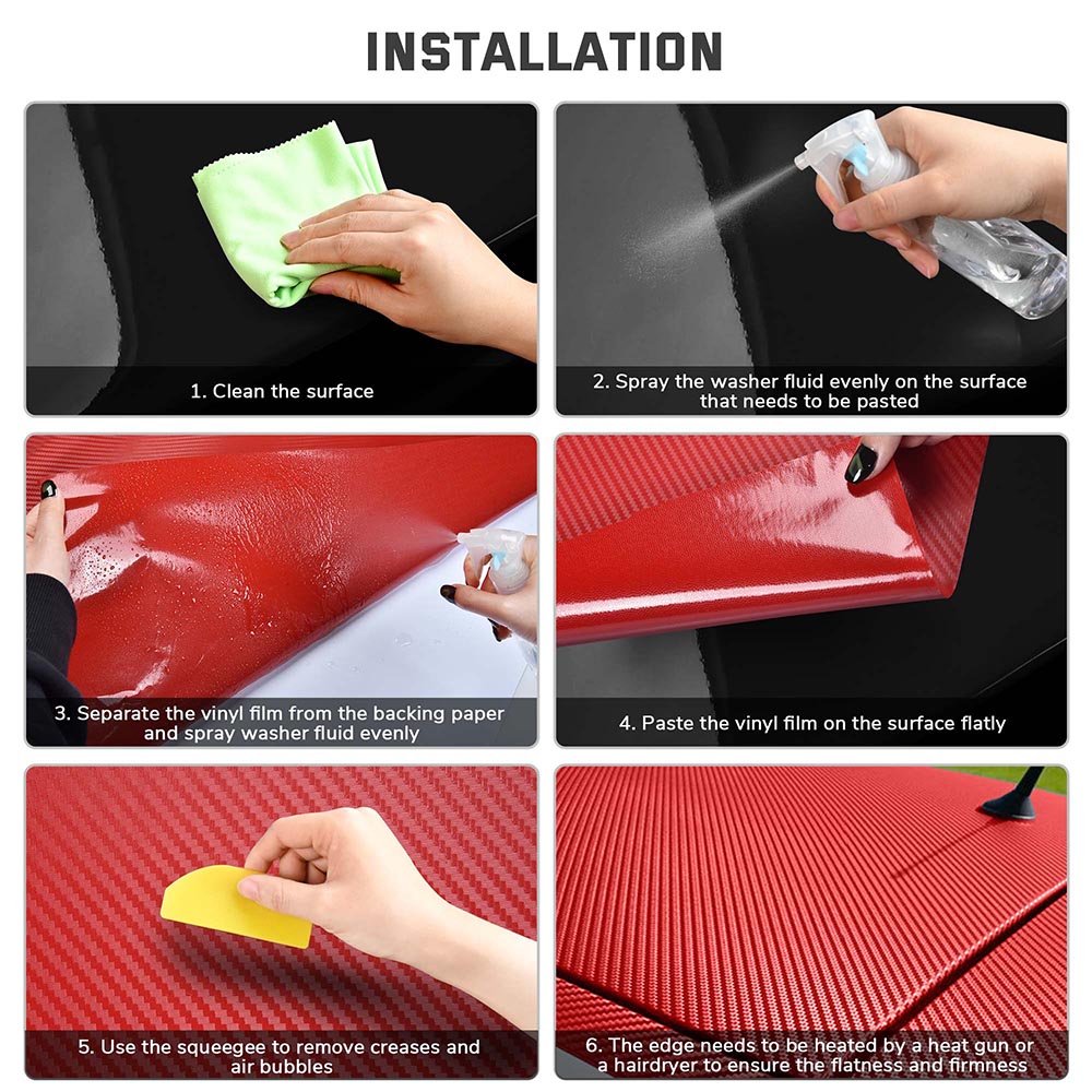 Premium Red Carbon Fiber Vinyl Wrap - 98ft x 5ft 3D Car Sticker Roll for Vehicle, Motorcycle & Laptop Customization - DIY Auto, Tech & Furniture Decoration