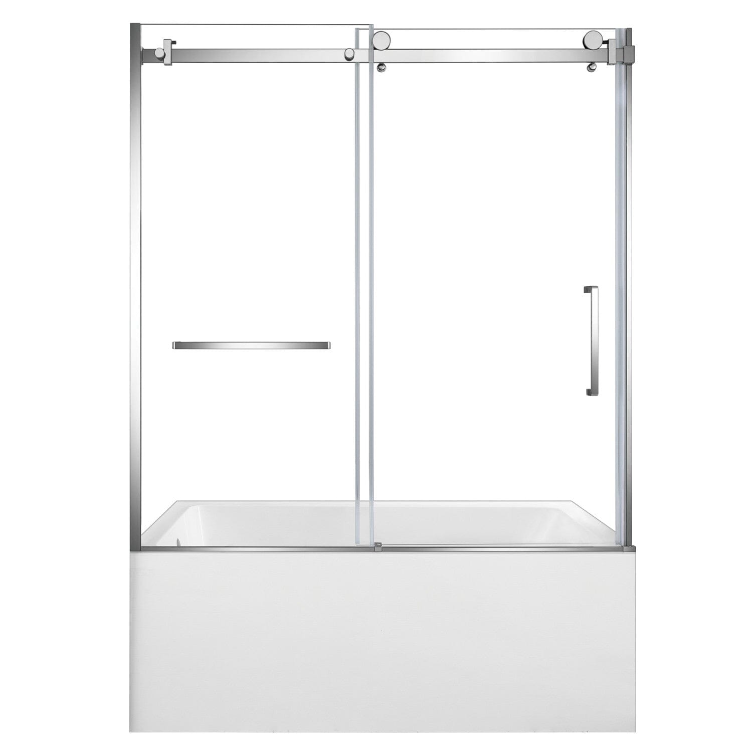 60 Inch Acrylic Rectangular 3-Wall Alcove Bathtub with Sliding Door - Left Hand Drain - Perfect for Small Bathrooms & Modern Home Spa Experience