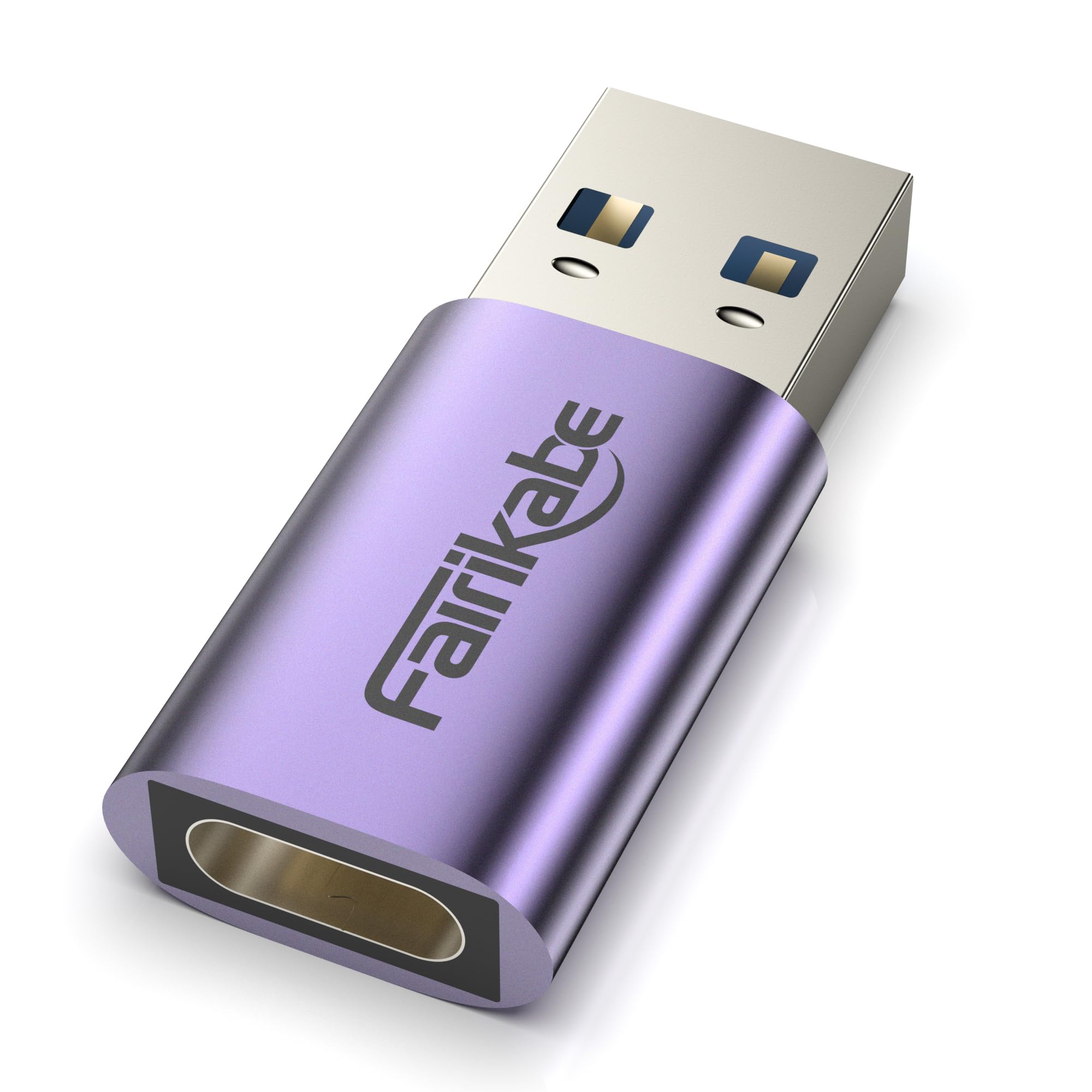 Fairikabe USB A to USB C Adapter 5Gbps High-Speed Data Transfer, USB 3.0 to Type C Converter - Compatible with MacBook, Laptop, PC, Charger, Power Bank (Purple) - Perfect for Office Work, Travel & Mobile Device Charging