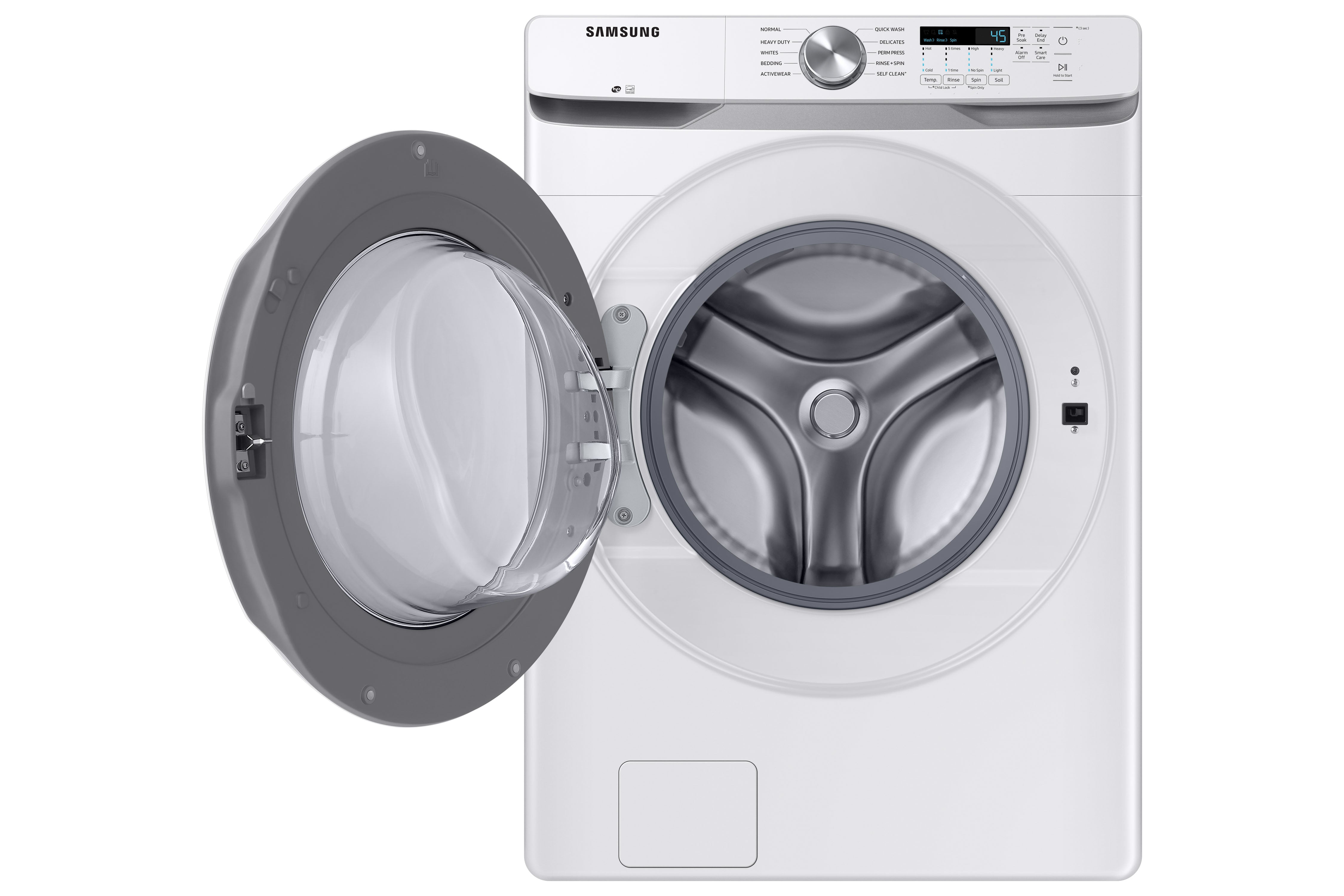 Samsung WF45T6000AW/A5 5.2 Cu.Ft White Front Load Washing Machine with Shallow Depth - Perfect for Small Laundry Rooms and Apartments