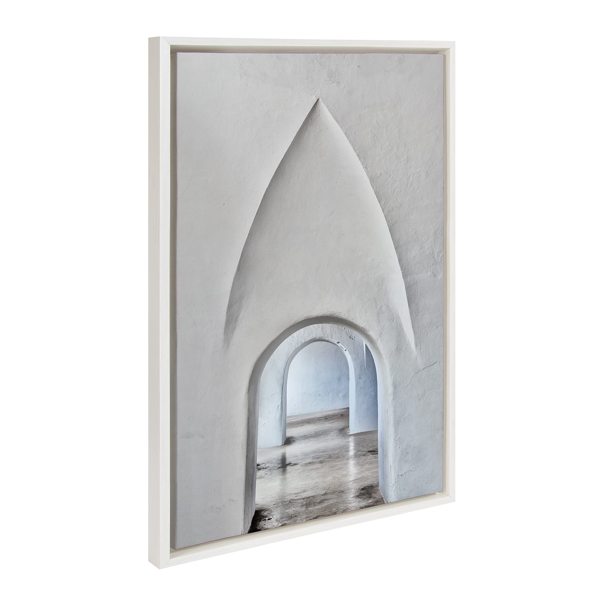 Kate & Laurel Sylvie Through Old San Juan Framed Canvas Wall Art - 23x33 Inch White Neutral Travel-Themed Home Decor | Perfect for Living Room, Bedroom & Office Wall Decor