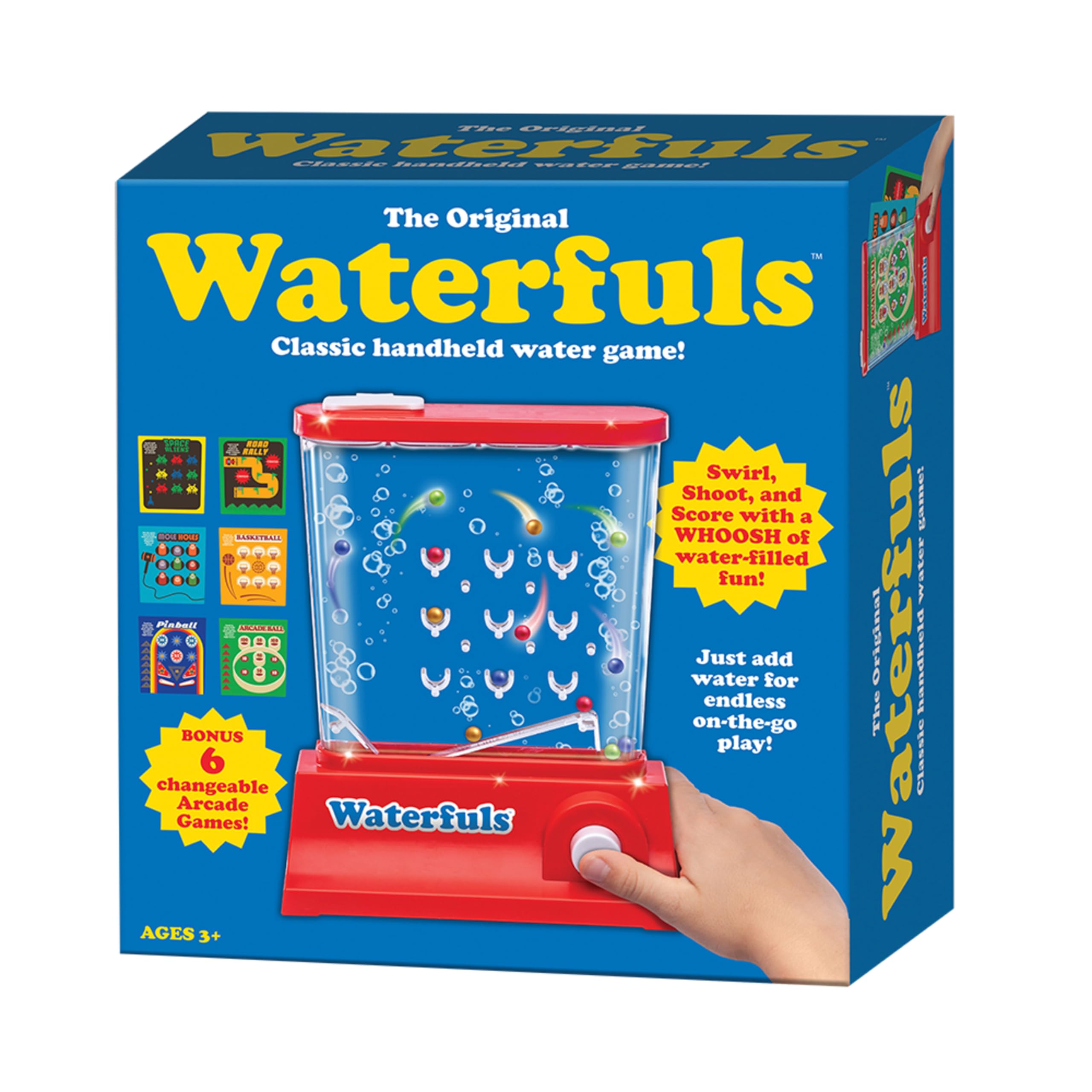 Original Waterfuls Classic Handheld Water Game - Fun Travel Toy for Kids Ages 3+, 6 Interchangeable Back Panels, Screen-Free Sensory Fidget Toy for Autism, Stress Relief & Outdoor Play - Perfect for Car Rides, Airplane Travel & Birthday Gifts