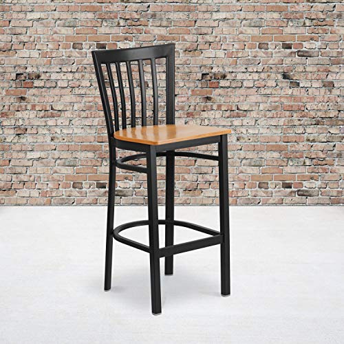 Natural Wood Seat/Black Metal Frame
