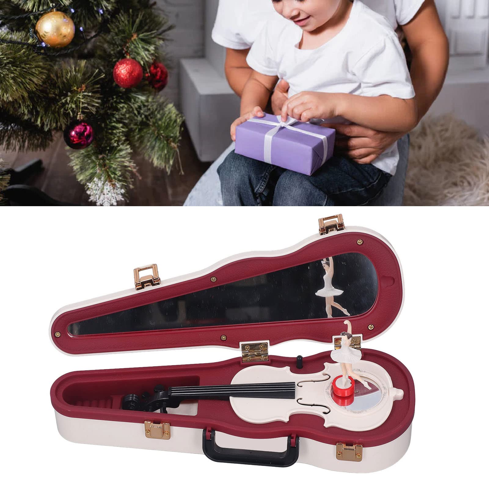 Classical Violin Music Box with Foot Pad Design - Small White Desktop Decoration for Home, Gift & Relaxation | Perfect for Bedroom, Office & Wedding Decor