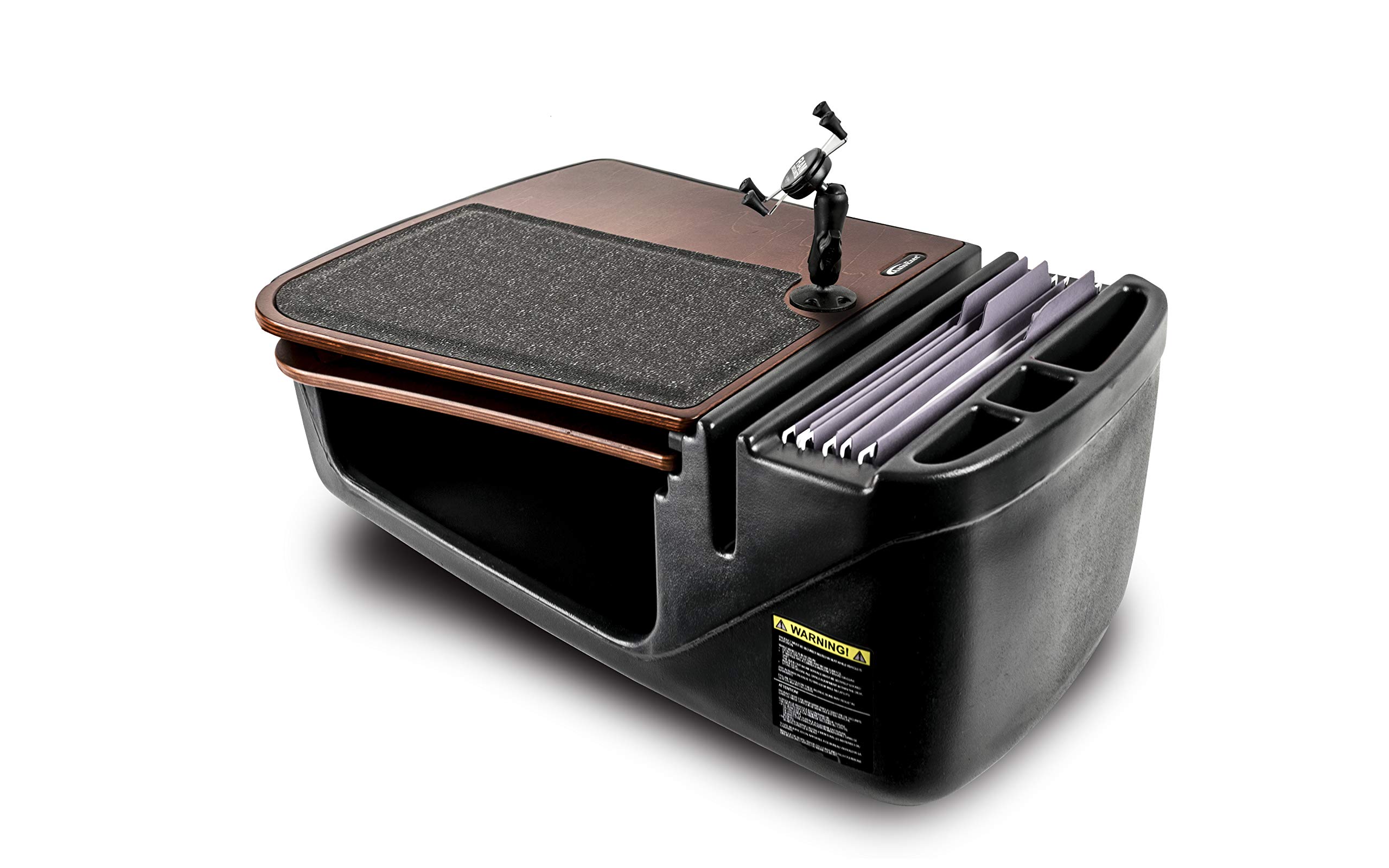 AutoExec AUE10053 GripMaster Car Desk with Phone Mount - Mahogany Finish Wooden Laptop Tray for Work & Dining in Vehicle | Perfect for Road Trips, Business Travel & Commuting