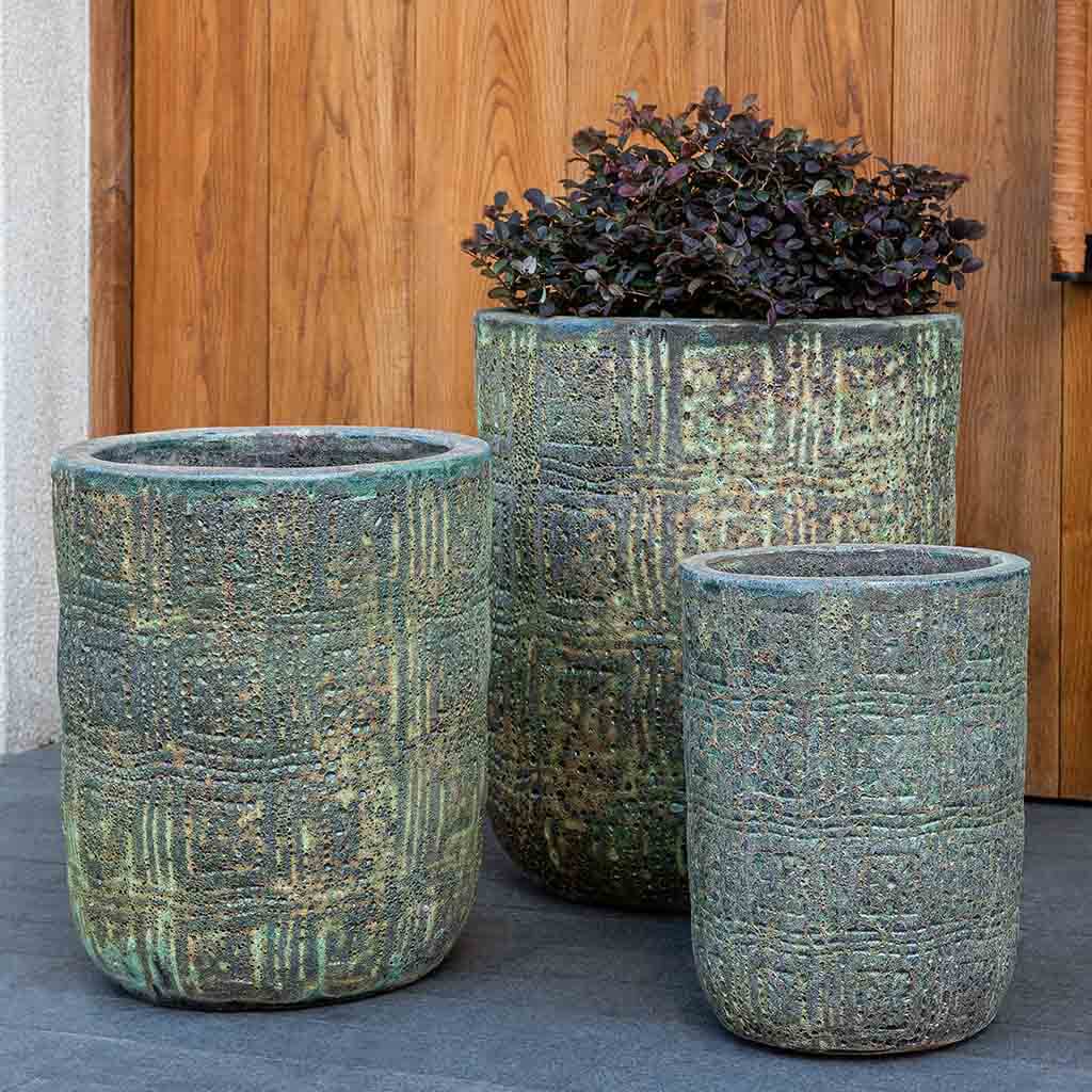 Campania International Eero Planter Set of 3 - Angkor Green Mist - Modern Indoor/Outdoor Flower Pots for Home, Garden & Patio Decor