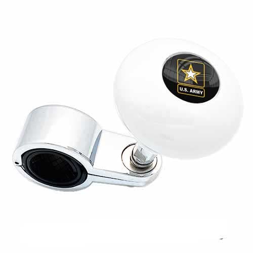 Pearl White Heavy Duty Steering Wheel Spinner Knob for Cars, Trucks, SUVs, Tractors & Boats - Easy Grip Control for Hot Rods, Custom Vehicles & Big Rigs - Perfect for US Army Veterans & Off-Road Driving