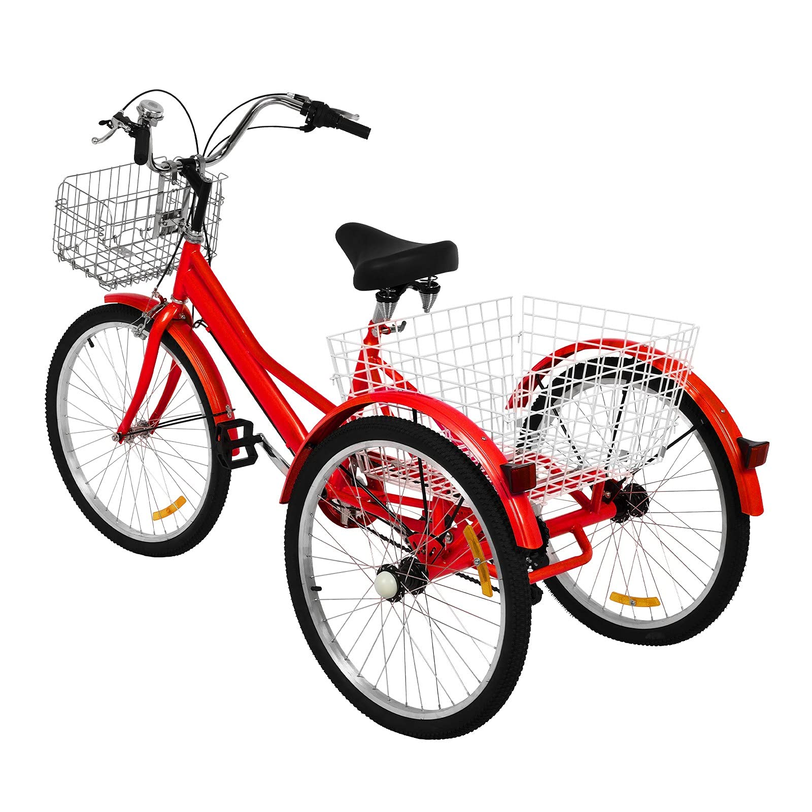 NJIU 26 Inch Adult Tricycle - 3 Wheel Bike for Seniors, Women & Men with Cargo Basket, 7-Speed Gears, 24-Inch Wheels (Red) - Perfect for Grocery Shopping, Commuting & Leisure Rides