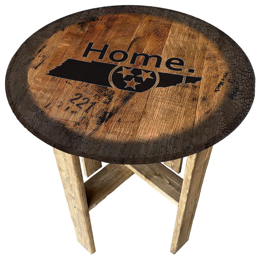 Tennessee Whiskey Barrel End Table - Rustic Farmhouse Pub Style Home Decor for Living Room, Bar, or Man Cave