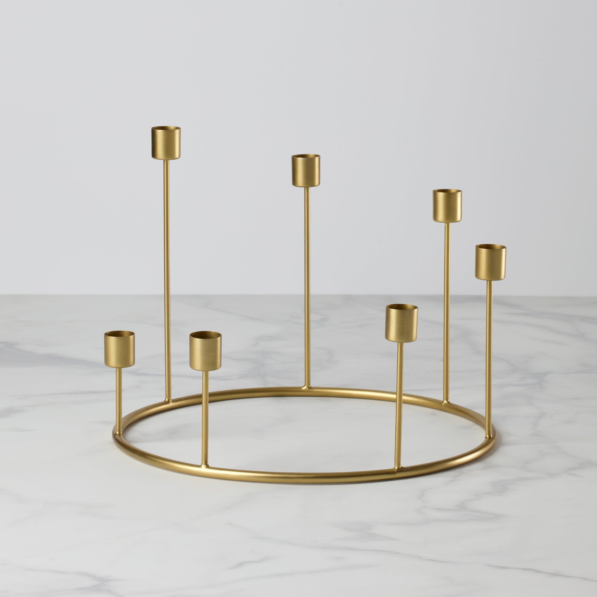 Kent Large Gold Candlestick Wreath - Elegant Table Centerpiece for Weddings, Holidays & Home Decor