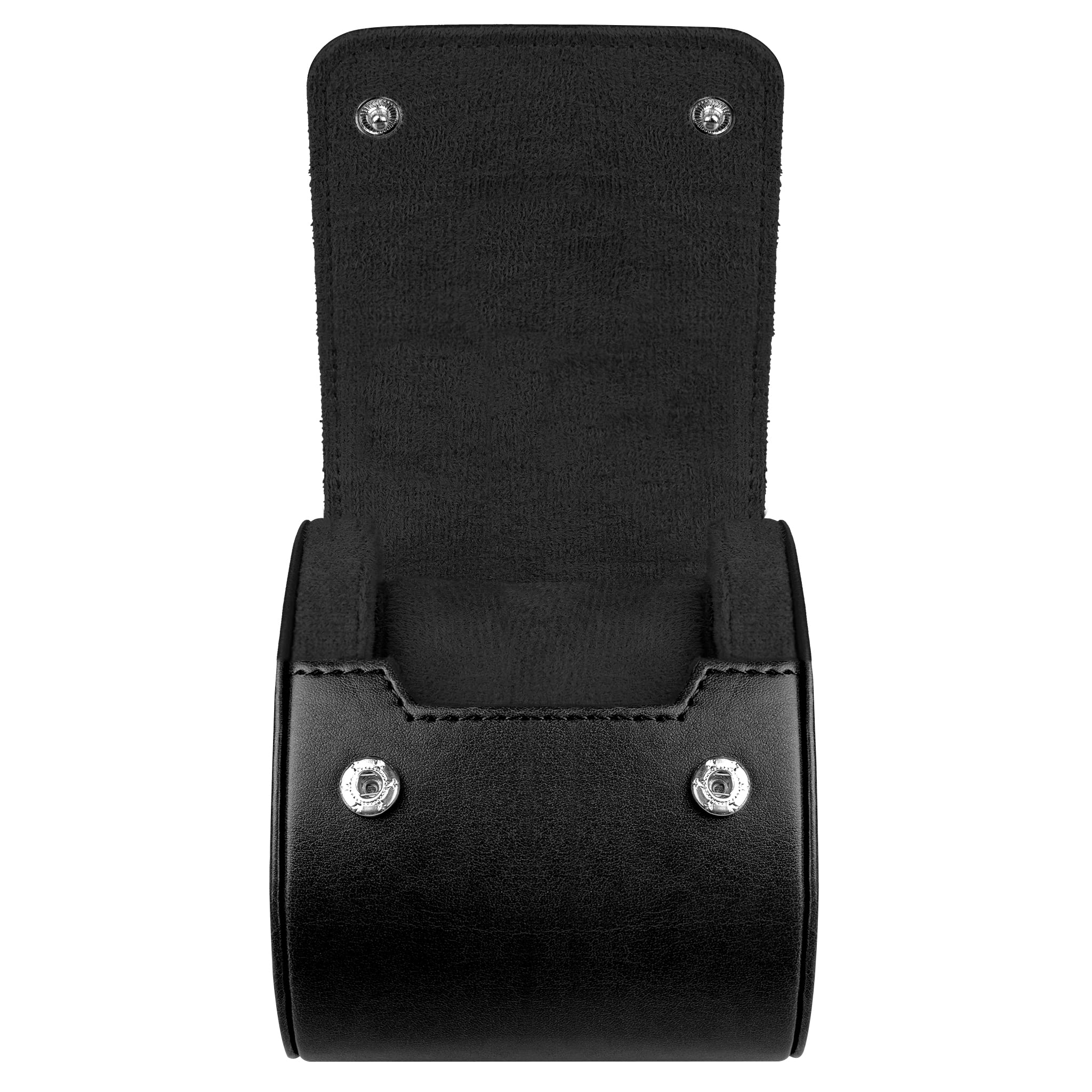 BARTON WATCH BANDS - Black Recycled Leather Watch Travel Case & Storage for Watch Bands - Compact 1 Watch Holder - Perfect for Travel, Business Trips & Watch Collection Organization