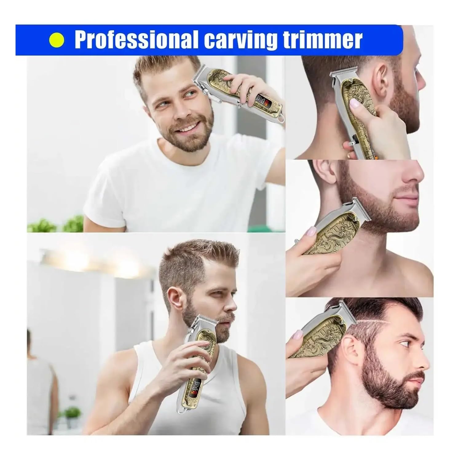 Professional HYN-I012 Electric Hair Clipper Set for Men - Adjustable Beard & Hair Trimmer with Buddha Black Box - Perfect for Home Barbering, Beard Grooming & DIY Haircuts