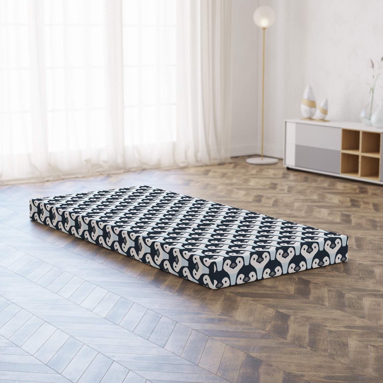 Ambesonne Penguin Foldable Mattress - Birds Face Pattern, 74.8