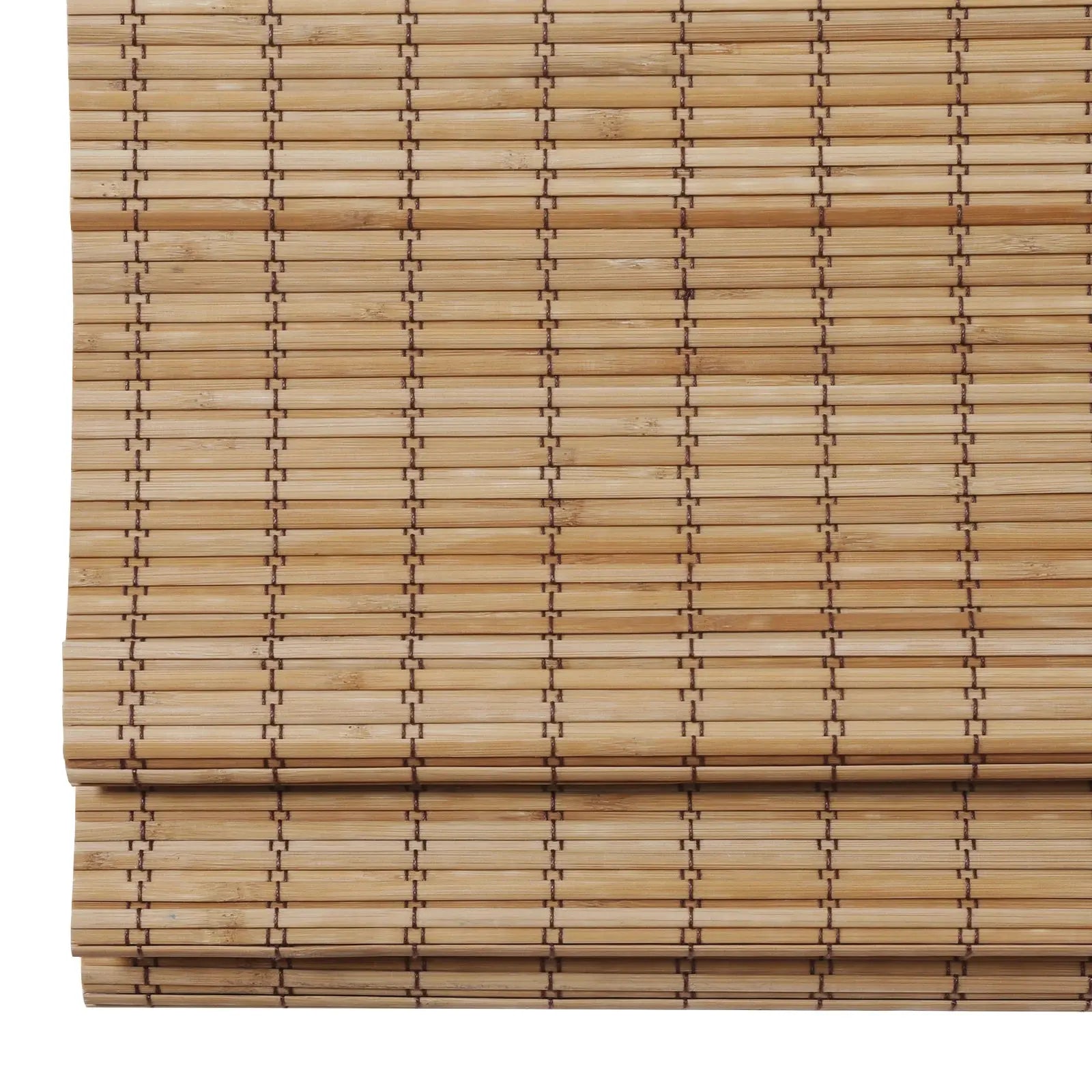 Sybil Bamboo Roman Shade in Flax - Natural Eco-Friendly Window Treatment for Living Room & Bedroom