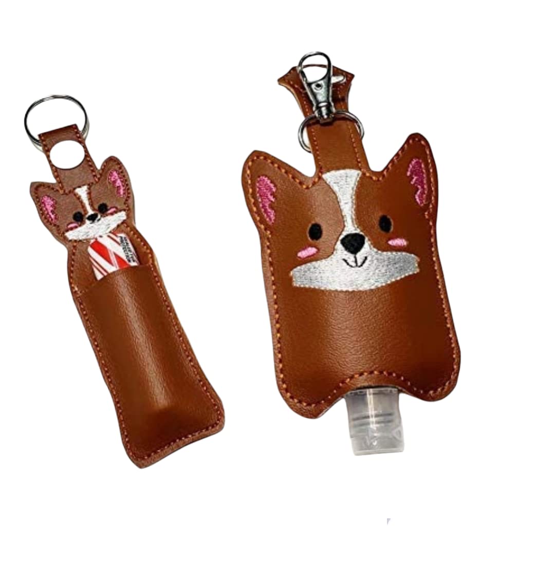 Cute Corgi Hand Sanitizer Holder Keychain - Lip Balm Holder Keychain for Purse, Backpack & Keys - Sanitizer Accessories for Travel, Office & Daily Use