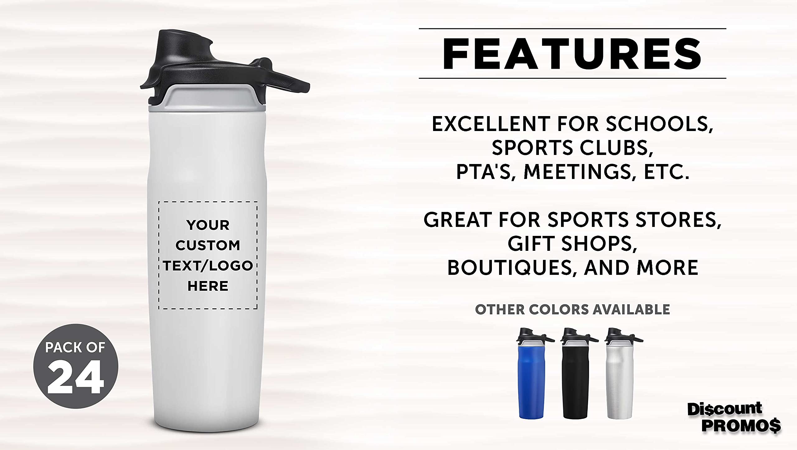Custom 20oz Juno Water Bottles with Flip Lid - Bulk Pack of 24 Reusable Personalized Bottles - Ideal for Gym, Hiking, Cycling & School - White - Perfect for Sports, Outdoor Activities & Team Events