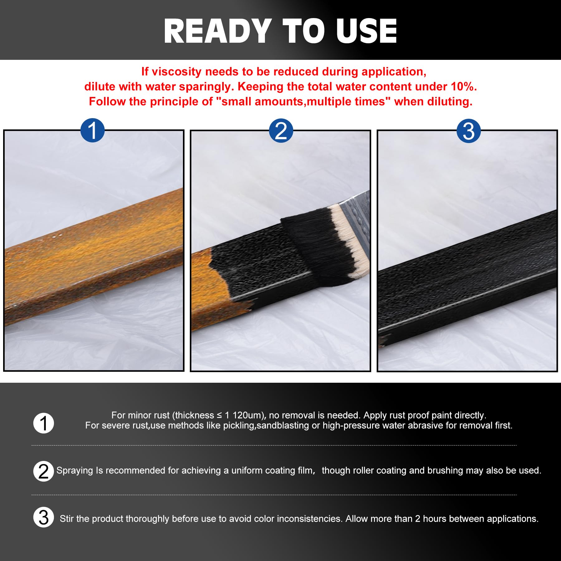 Rust Converter Paint - 64oz Water-Based Rust Reformer & Metal Primer, Semi-Gloss Black Rust Preventive Coating for Maximum Protection Against Rust and Corrosion | Ideal for Automotive Parts, Metal Furniture, Fences, and Outdoor Equipment