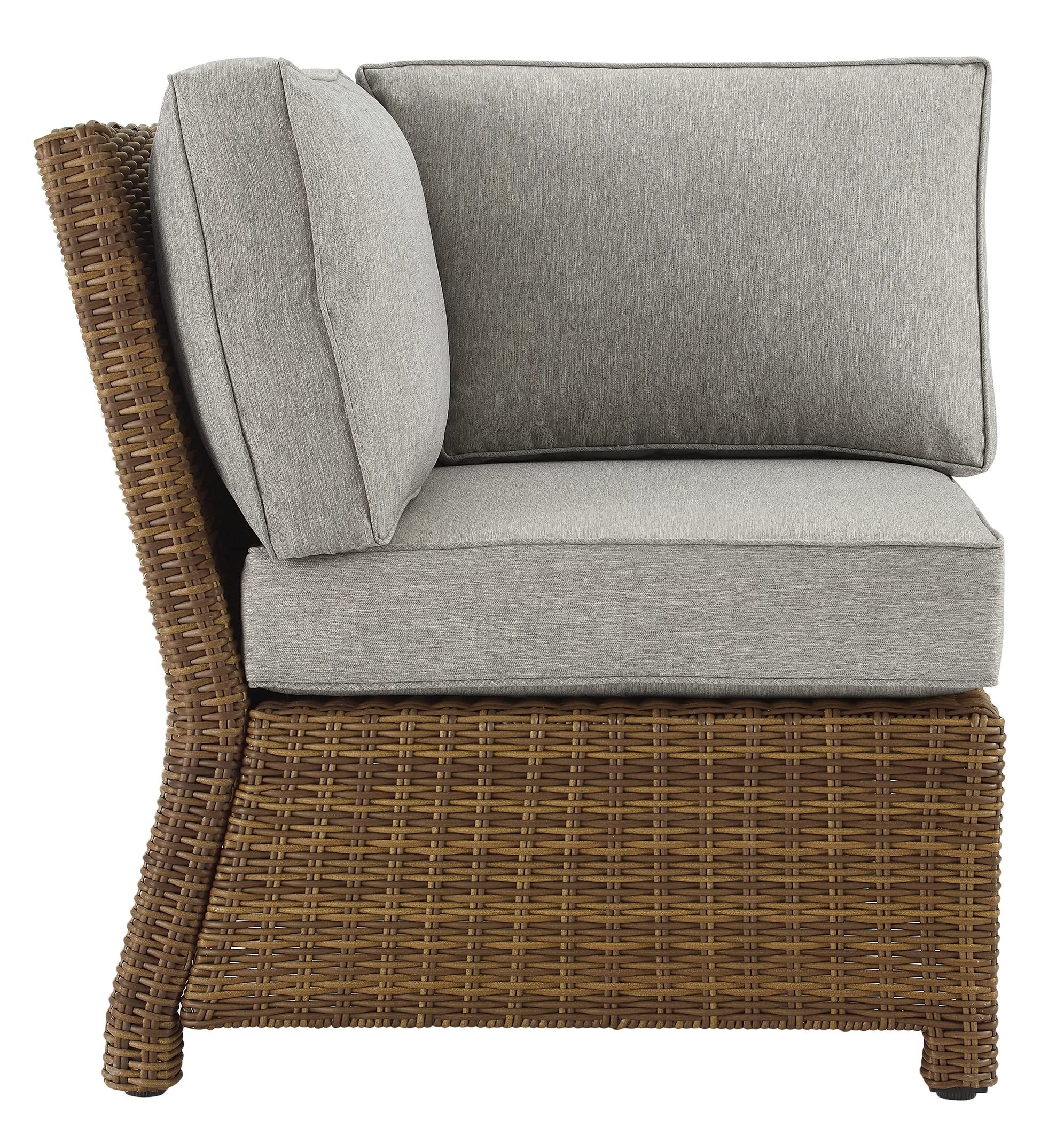 Crosley Bradenton Corner Outdoor Sectional Chair - Wicker Patio Furniture with Gray Cushions for Porch, Deck, Backyard | Perfect for Poolside Lounging & Garden Relaxation