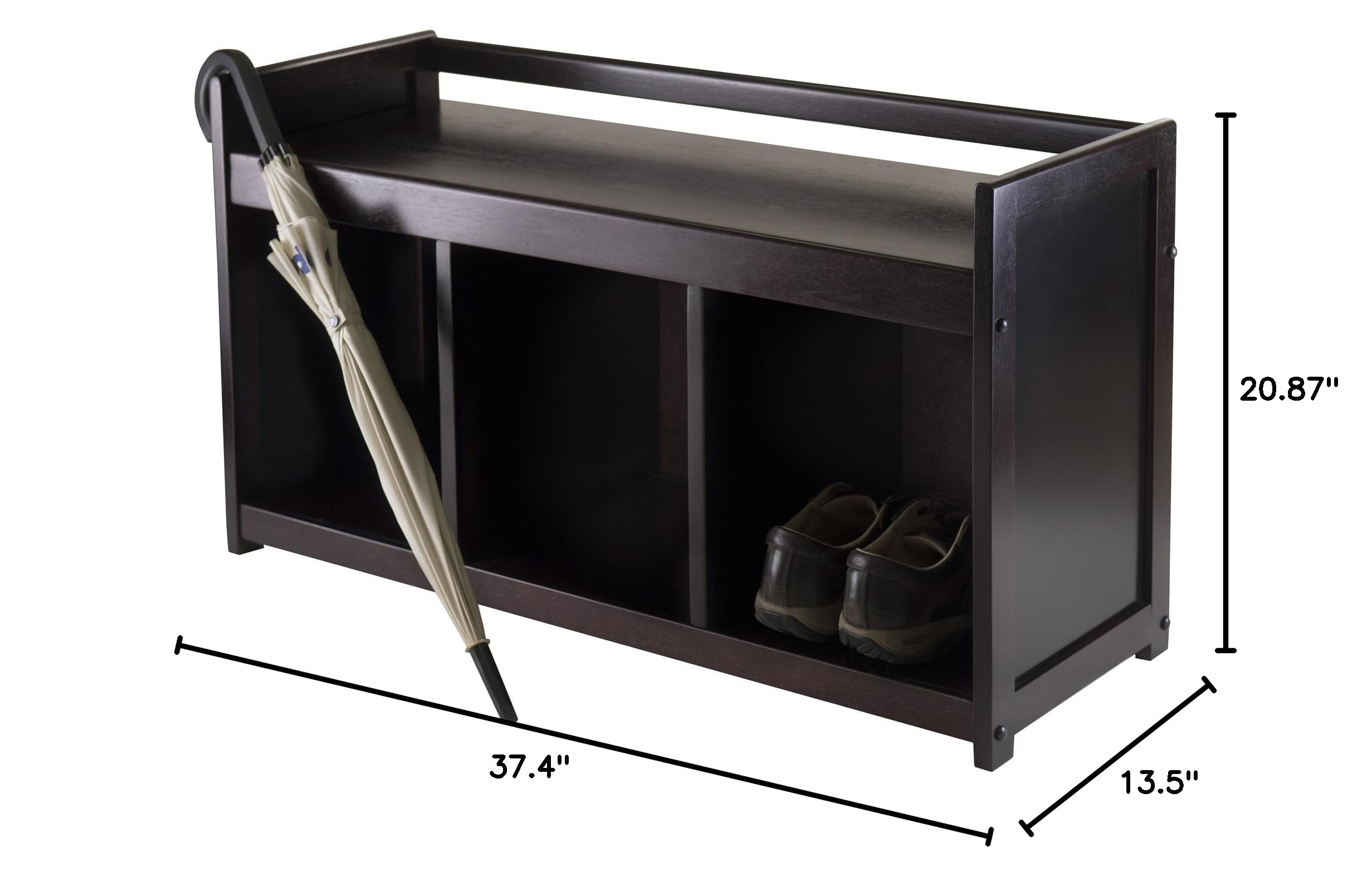 Winsome Addison Small 3-Seater Bench in Espresso/Chocolate Finish - Perfect for Entryway, Living Room, or Bedroom Seating