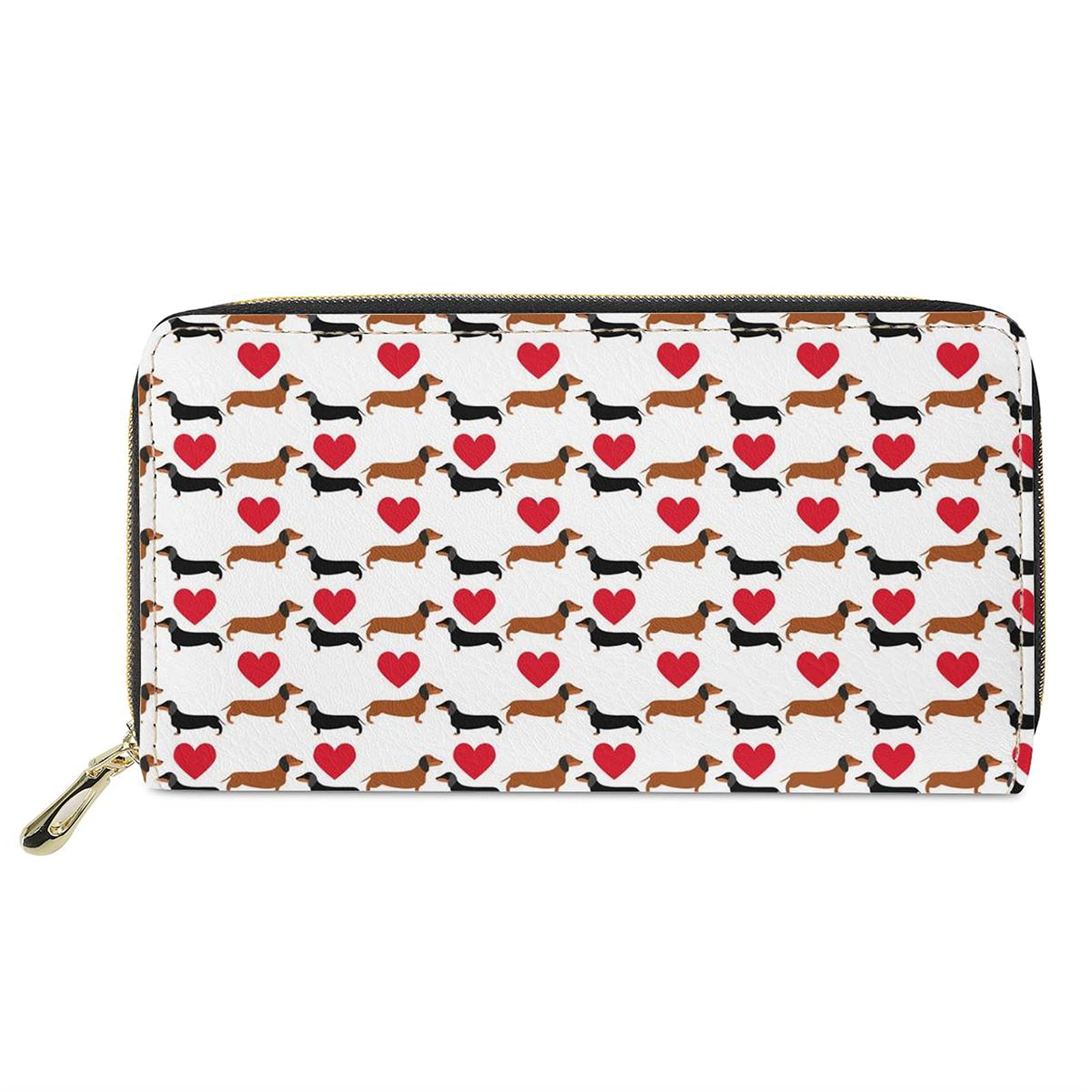 JEOCODY Women's Dachshund Print Leather Wallet - Slim Long Purse with Card Slots, Money Clip & Car Key Holder - Perfect for Everyday Use, Travel & Gifts