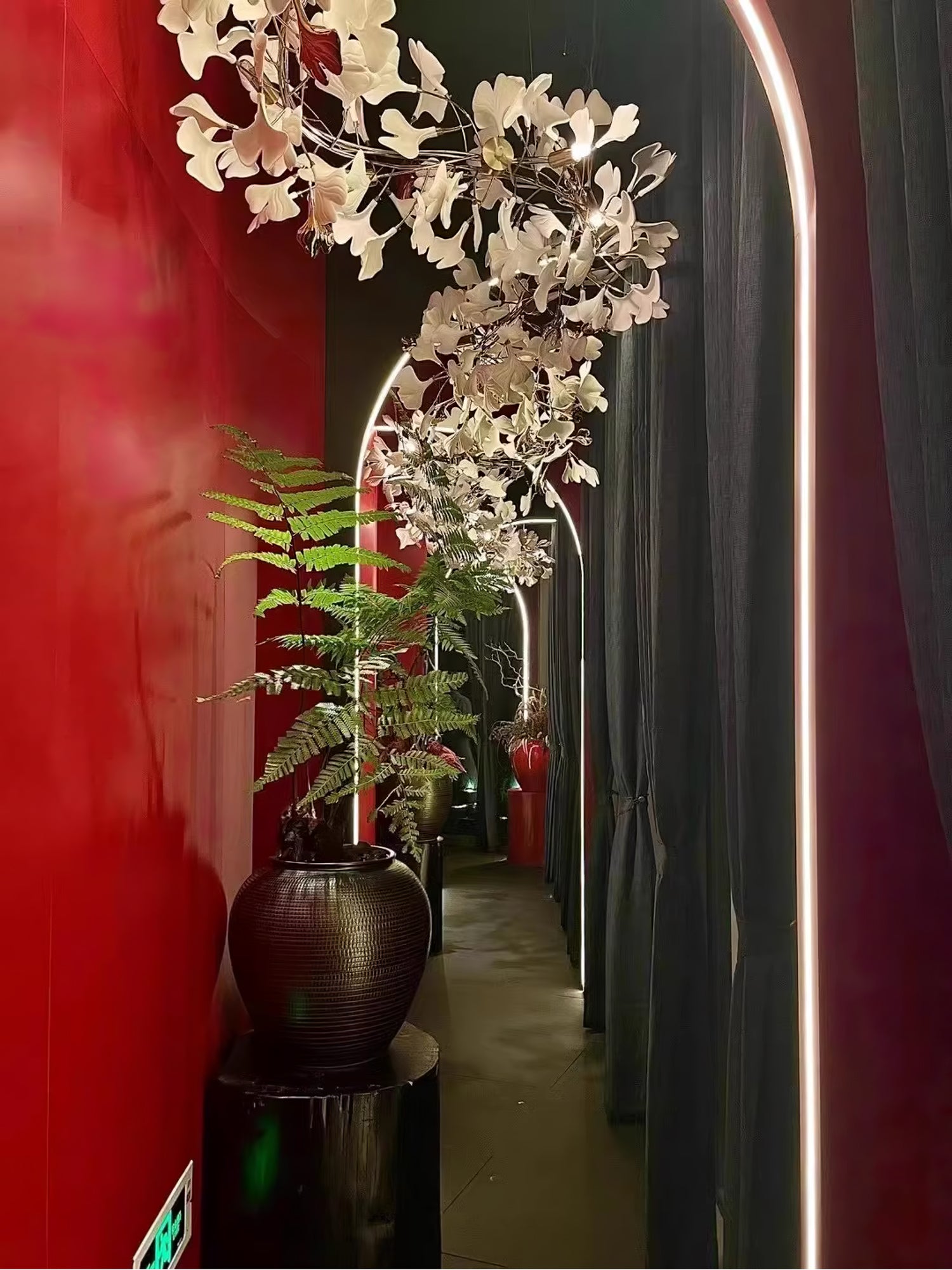 Elegant Ginkgo Leaf Chandelier - Handcrafted Brass Ceiling Light Fixture with Nature-Inspired Design for Dining Room, Living Room, or Bedroom Decor