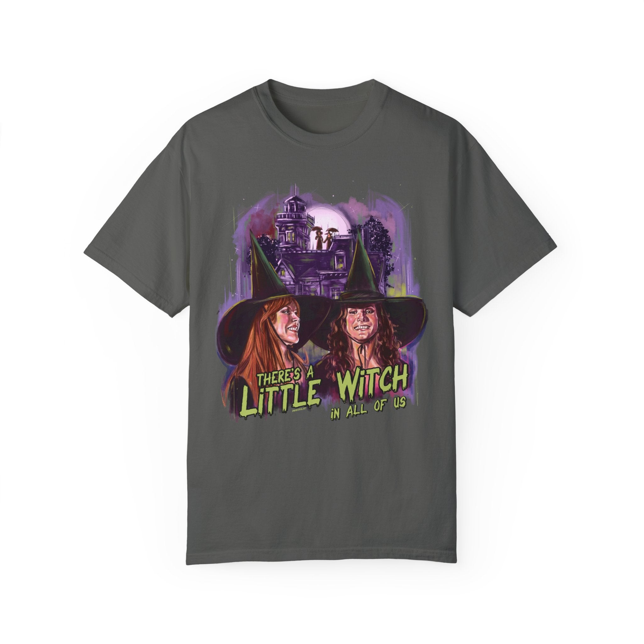 There's A Little Witch T-Shirt - Cute Halloween Graphic Tee for Women & Girls - Perfect for Halloween Costumes, Witch Parties & Spooky Season Outfits
