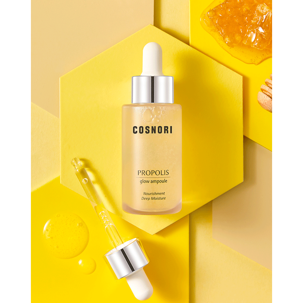 COSNORI Propolis Glow Ampoule 30ml - Korean Skincare for Brightening & Hydration - Perfect for Night Routine & Dry Skin Care