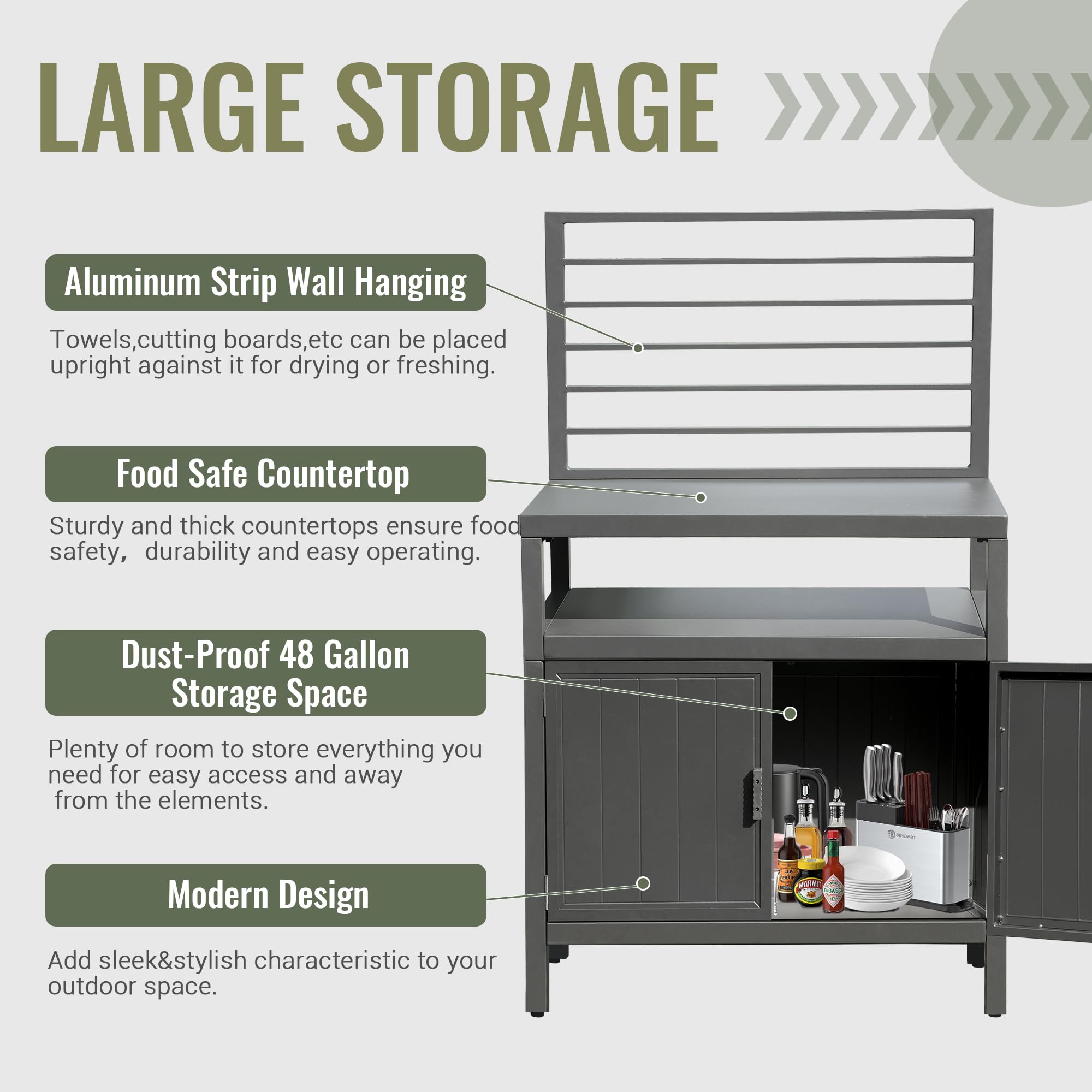 Modular Outdoor Kitchen Island - Aluminum BBQ Grill Table for Deck & Patio
