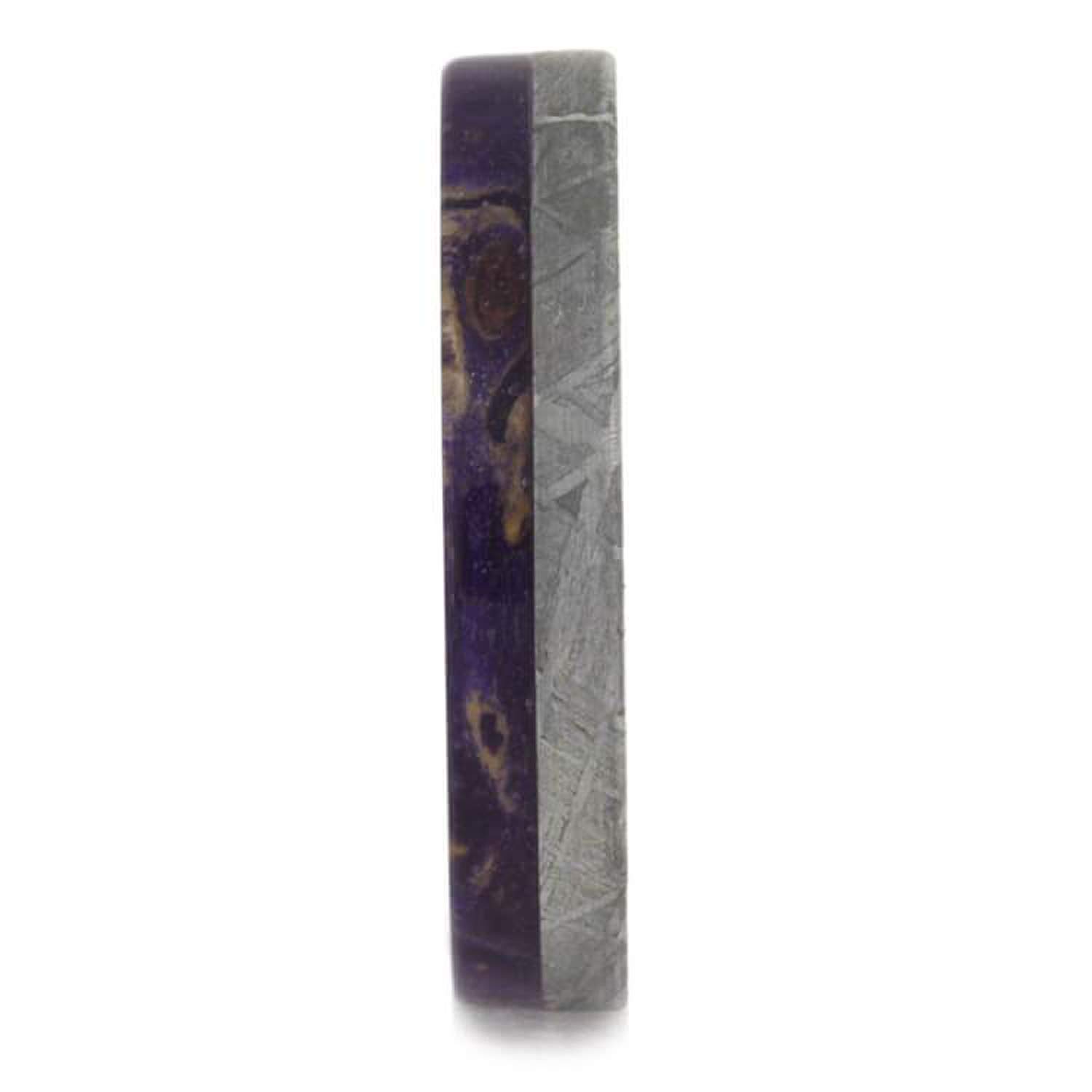 **Gibeon Meteorite & Purple Box Elder Burl Wood Titanium Wedding Ring – Comfort-Fit Size 11 – Unisex Men’s Jewelry for Engagements, Anniversaries & Unique Gifts**