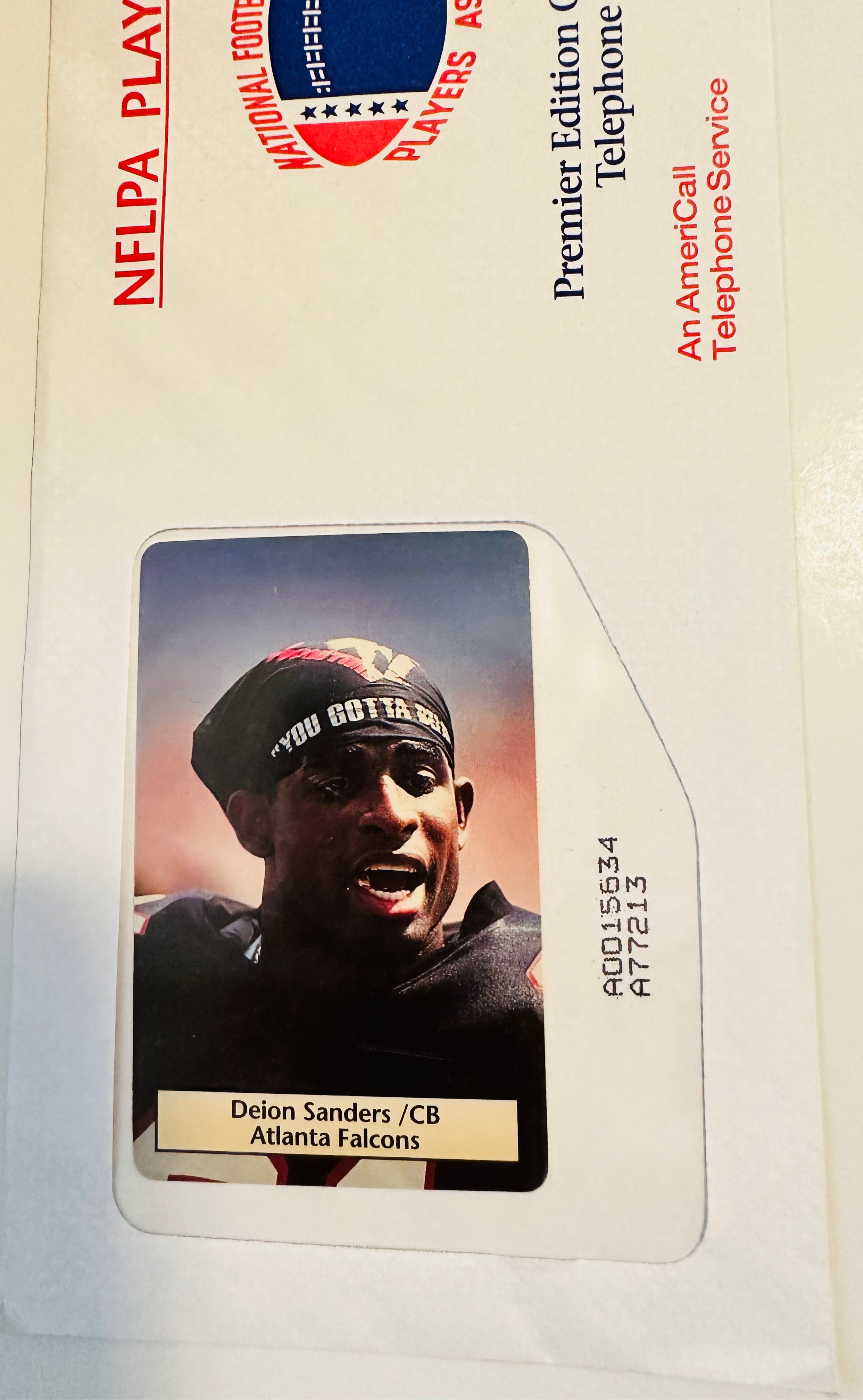 Deion Sanders Rare Factory Sealed Phone Card in Envelope - Vintage Collectible for Sports Memorabilia & Phone Card Collectors