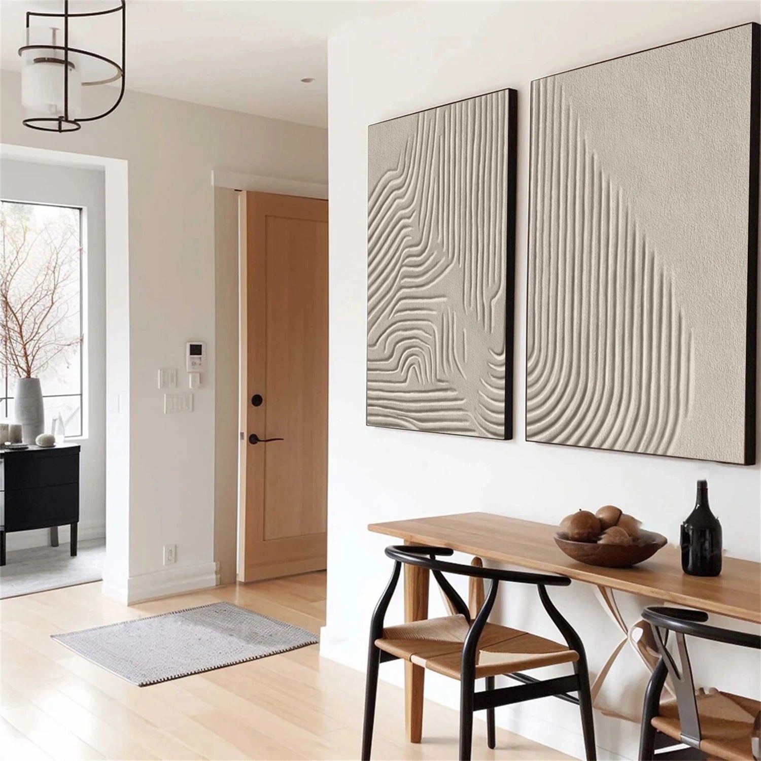 Abstract Beige & Brown Wall Art Set of 2 - Modern Canvas Paintings for Living Room, Bedroom & Office Decor #BB147