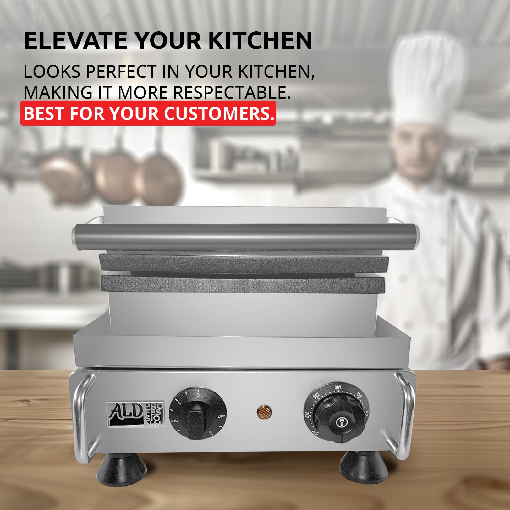 ALDKitchen Belgian Waffle Maker - Thick Nonstick Waffle Iron with 4 Interchangeable Plates | Perfect for Breakfast, Brunch & Family Gatherings