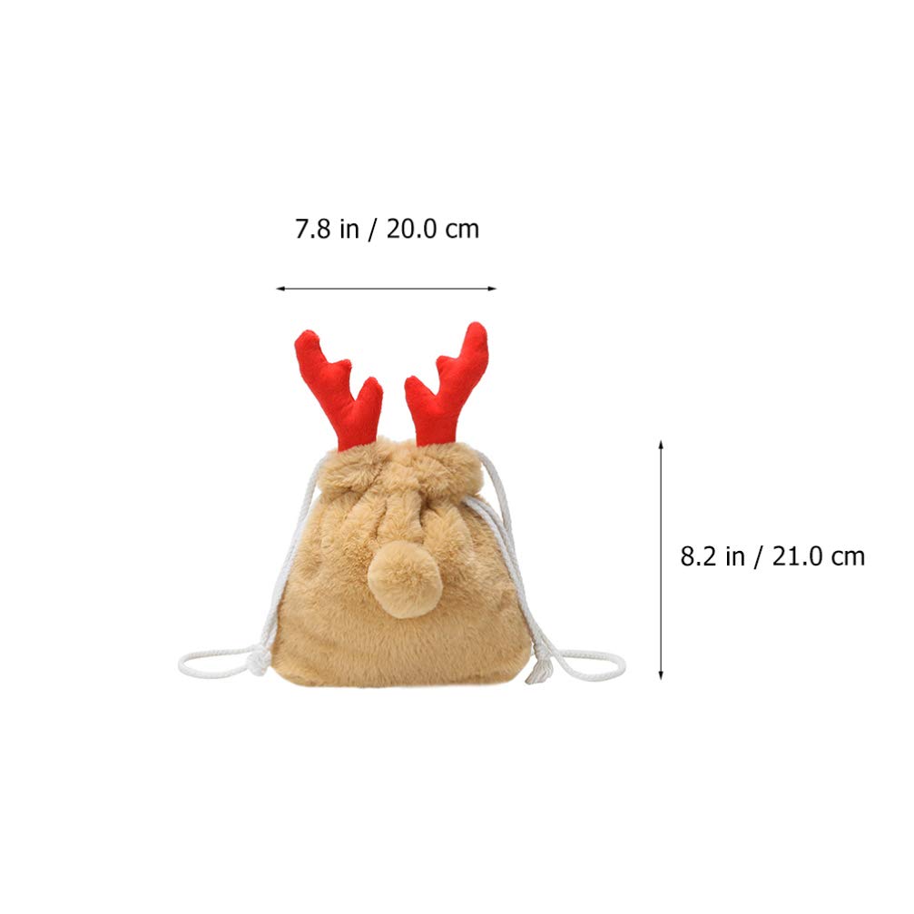 Trendy Faux Fur Crossbody Bag with Reindeer Antler Design - Stylish Drawstring Bucket Purse for Women & Girls | Perfect for Winter Outfits, Holiday Parties & Casual Daily Use