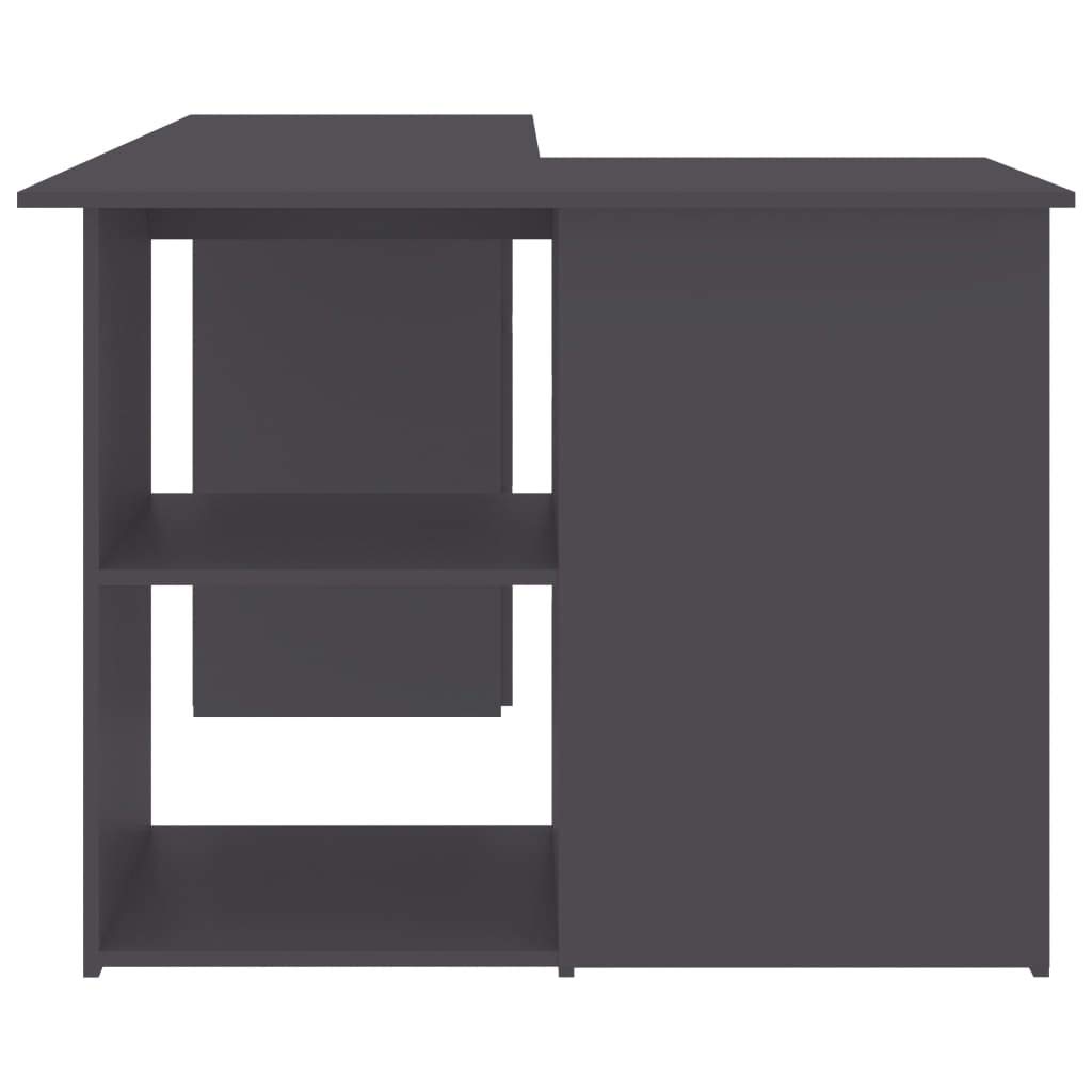 Compact L-Shaped Corner Desk with Storage Shelf - 57.1