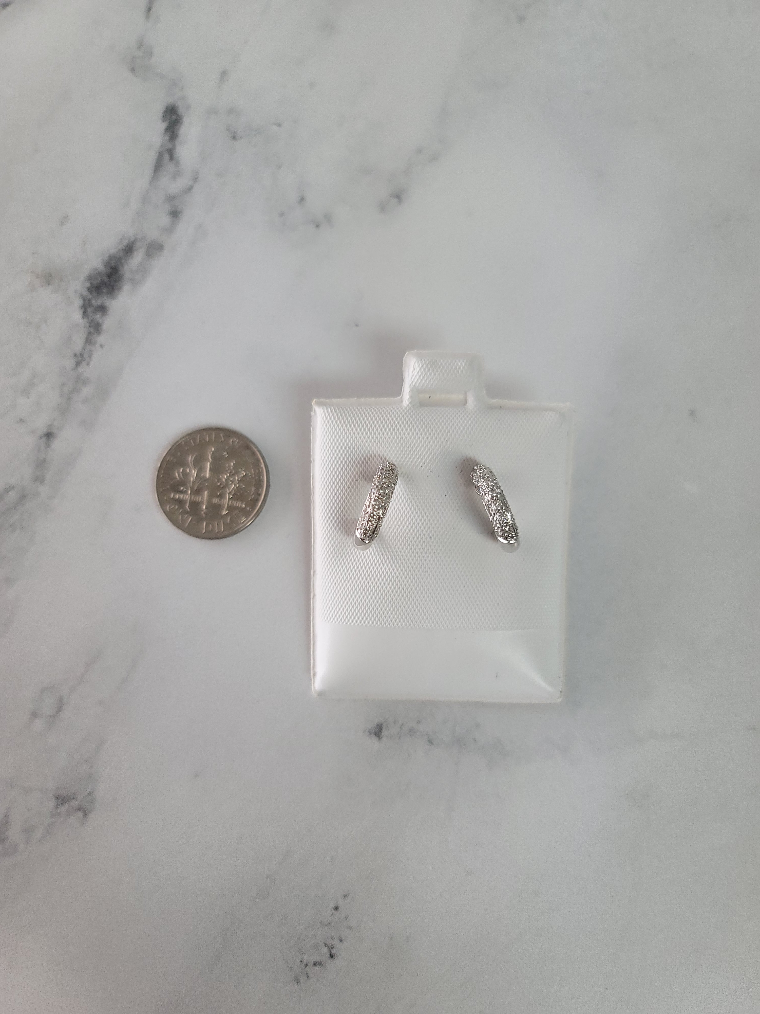 14K White Gold Diamond Pave Hoop Huggie Earrings - Elegant Everyday Jewelry for Women, Perfect for Parties, Weddings & Gifts