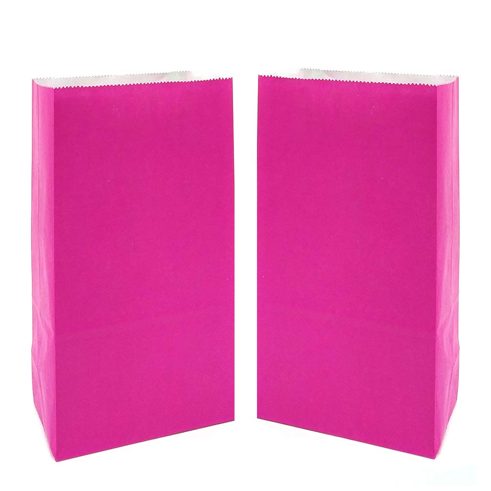 KEYYOOMY Mini Hot Pink Paper Party Favor Bags - 3.5x2.4x7.1 Inch Small Gift Bags for Birthday, Baby Shower, Wedding Favors (24 Count) - Perfect for Candy, Treats & Small Gifts